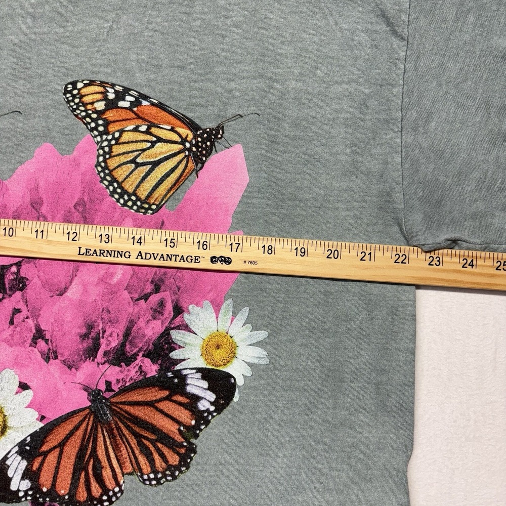 Adult Large Pac Sun Give It Time Butterflies Flower T-Shirt (Loose Fit) PacSun L - Picture 5 of 8